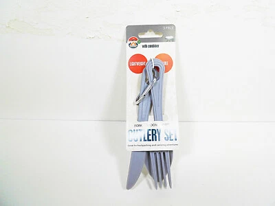 Juego de utensilios de cubiertos de camping 3 piezas con mosquetón tenedor cuchara juegos de cuchillos senderismo Foto 1 de 4