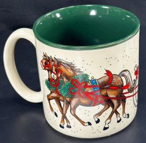 Horse Drawn Sleigh Vintage 1987 Potpourri Press Christmas Coffee 11 oz Mug Korea - Picture 1 of 8