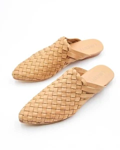 Liberte beige echt geflochtene Leder Pantoletten Sandalen Größe 10 neu ohne Etikett - Bild 1 von 9