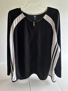 SJB Active Women's Black White Full Zip Athletic Shirt Size 3X - Picture 1 of 3