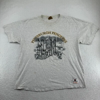 Camisa De Colección Nuez moscada Pittsburgh Penguins Hombres XL Gris Puntada Única Bordada * Foto 1 de 4