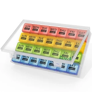 Organizador de píldoras mensual 1 vez al día caja de píldoras semanal a prueba de polvo XL-grande transparente - Imagen 1 de 4