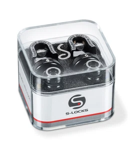 Genuine Schaller latest S-Lock Straplock. pair - Black Chrome Made in Germany - Picture 1 of 2