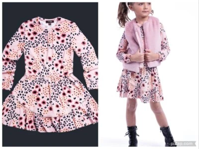 IMOGA GIRL'S PAULA DRESS PINK FLORAL PRINT LONG SLEEVES DROP WAIST JERSEY 6 - Image 1 of 4