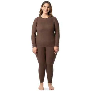 Fruit of the Loom Women's Recycled Waffle Thermal Top & Bottom Set, Plus Size 3X - Picture 1 of 10