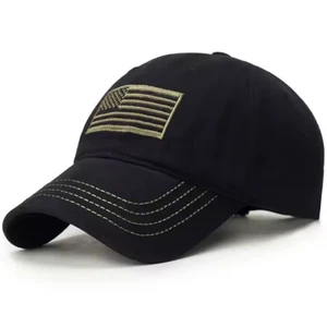 USA Tactical American Flag Black Cap Hat Army Military Baseball BUY 2 GET 1 FREE - Picture 1 of 1