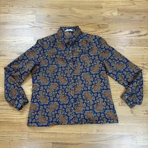 Camicia donna vintage Lady Arrow con bottoni paisley hippie boho poliestere - Foto 1 di 10