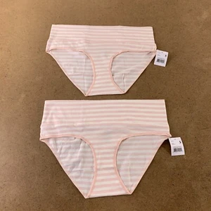 Motherhood Women's Maternity Size Small Pink Striped Fold Over Panty 2 Pack NWT - Picture 1 of 6