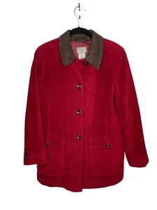 Ll Bean Womens Wool Blend Barn Coat size Small Petite Red Warm Lined - Picture 1 of 4
