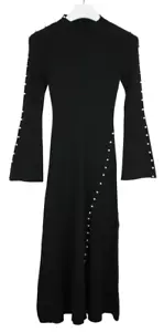 Sandro Lizza Kleid Damen (Eu) 36 Langärmelig Kragen Gestrickt Perlen Midi - Bild 1 von 12