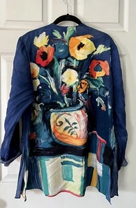 Breeze By Dorothy Schoelen Vintage One Button Top Jacket Artsy Multicolor XL * - Picture 1 of 8