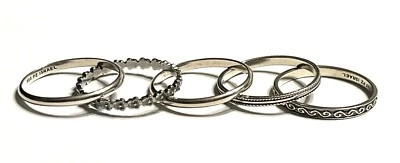 NWOT OR PAZ STERLING SILVER 925 FIVE (5) TEXTURED STACK RINGS SZ 6 ISRAEL PZ /a1 - Image 1 of 4
