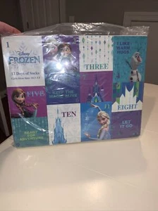 NEW. FROZEN -12 Days of Socks Christmas Advent Calendar Shoe Sz 10.5-3.5 Kids - Picture 1 of 5