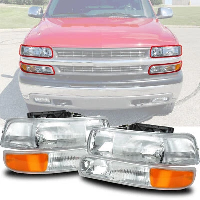 Faro LED + lámpara de señal de parachoques para 99-02 Chevy Silverado 1500 2500 HD 3500 Foto 1 de 4