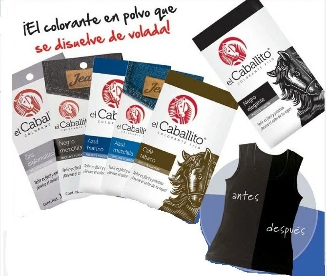 Colorante o Pintura para ropa  EL CABALLITO FIJADOR DE COLOR INCLUIDO DE ARABELA - Image 1 of 1