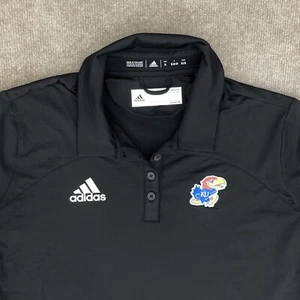Kansas Jayhawks Adidas Womens XL Golf Polo Shirt Black Performance Basketball - Picture 1 of 14