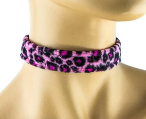 Plain Leopard Choker Collar Animal Print Punk Rave Goth Alternative Necklace - Picture 1 of 11