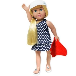 Doll Clothes 18" Bathing Suit Navy Polka Dot Towel Red Springfield Fits AG Dolls - Picture 1 of 4