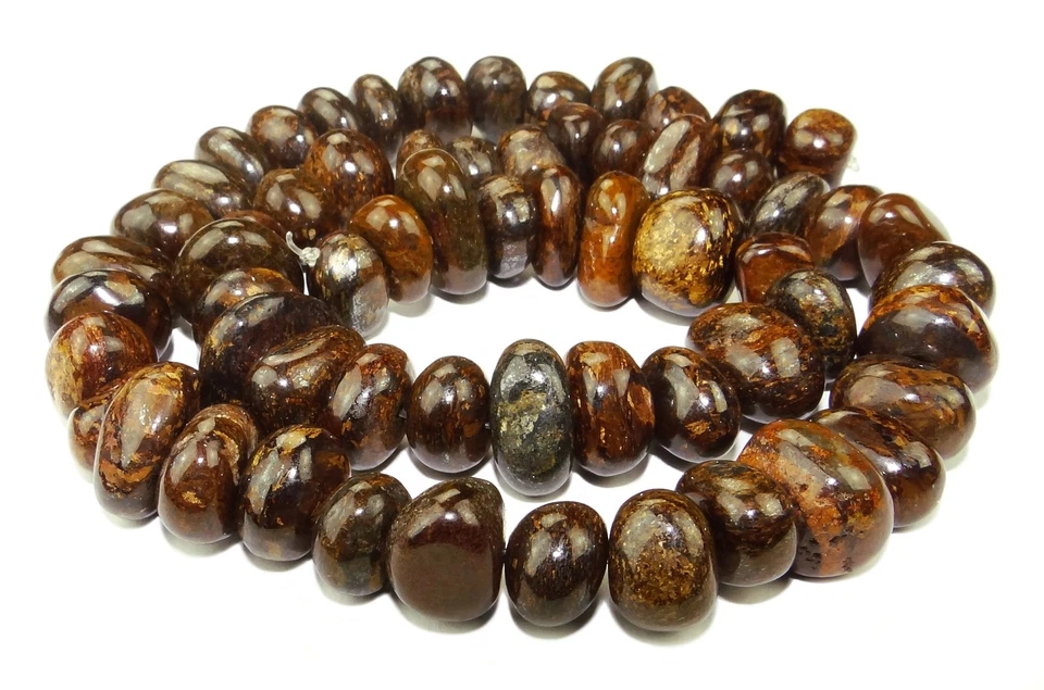 😏 Bronzit Perlen rundliche Nuggets ca. 9-12 x 6-8 mm Edelstein Strang 😉 BRON-3 - Bild 1 von 1