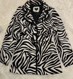 HEART SOUL Woman’s long Jacket Blazer Belted black and white lightweight Small - Picture 1 of 7