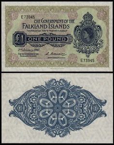 FALKLAND ISLANDS 1 POUND (P8a) 1967 QEII AU/UNC - Picture 1 of 1