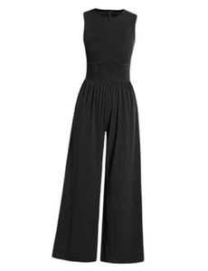 Womens Jumpsuits Dressy Summer Casual One Piece Outfits High Neck Medium Black - Picture 1 of 7