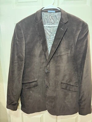MADISON MODERN FIT BROWN VELVET BLAZER SZ 44 REG 100% COTTON LINING 2 BUTTON - Image 1 of 4
