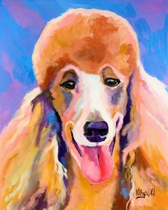 Pudel hochauflösender Druck von Original Fine Art Aquarell von Ron Krajewski - Bild 1 von 4