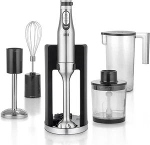 Set Frullatore a Immersione 1200W Acciaio Inox - Misurino Da 800 Ml & Paraspruzz - Foto 1 di 12