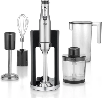 Set Frullatore a Immersione 1200W Acciaio Inox - Misurino Da 800 Ml & Paraspruzz - Immagine 1 di 4