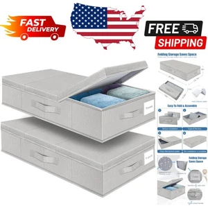 Versatile Underbed Storage Containers - 2pc Bin Set, Foldable & Elegant Design - Picture 1 of 9