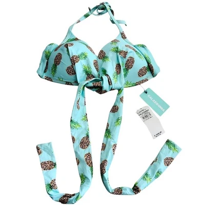 NUEVO Bikini Halter Calzedonia Cobey Azul Piña Talla 38 Pequeño  Foto 1 de 4