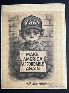 "Make America Affordable Again" handsignierte KI-gestützte Original Konzeptkunst - Bild 1 von 3