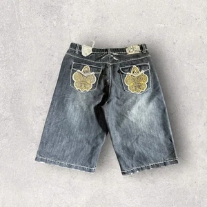 Vintage Y2K Raw Blue Jeans Southpole Style Baggy Denim Jorts Shorts Size 38x15 - Picture 1 of 14