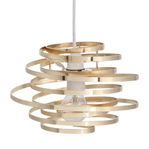 Gold Easy Fit Ceiling Light Shade Pendant Shade Modern Metal Swirl Design - Picture 1 of 5