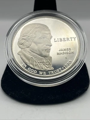 1993 S JAMES MADISON PROOF  Commemorative Silver Dollar - Image 1 of 2