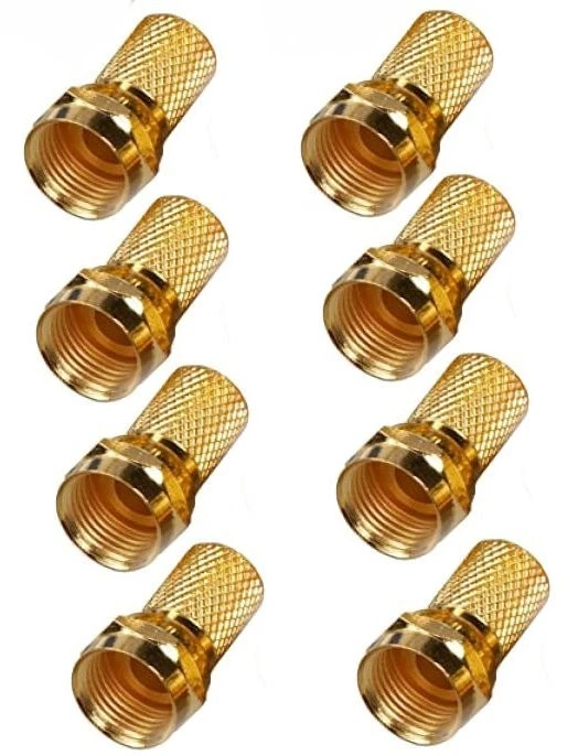 8 Pack F type RG6 Twist On Coax Cable RF Connector Gold Satellite Antenna TV - Image 1 of 1