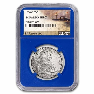 1858-O Liberty Seated Half Dollar SS-Republic Shipwreck NGC - Image 1 of 3