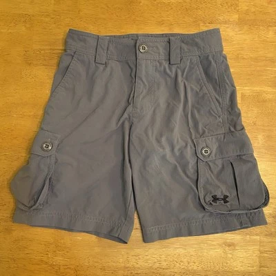 EUC под Armour мальчиков серый хаки нейлона грузовые шорты с регулируемой талией, Y/SM 7 - Изображение 1 из 4