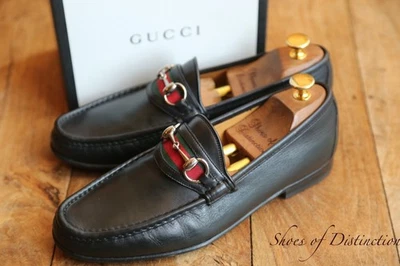 Gucci Zapatos Mocasines de Cuero Negro Plateado Horse Bit Cinta Para Hombre UK 6.5 F US 7.5 Foto 1 de 4