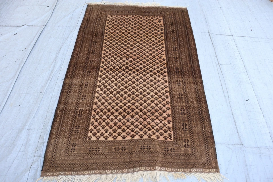 3'8x6'2 ft Beige Antique Bidjar Rug, Handmade Vintage Tribal Rug-Living Room Rug - Image 1 of 4