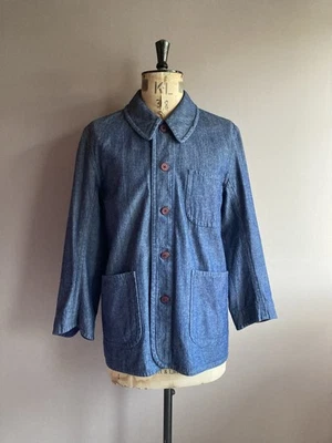 Old Town Chore Jacket Mens Size 38 Navy Herringbone Utility Cotton England Made - Image 1 of 4
