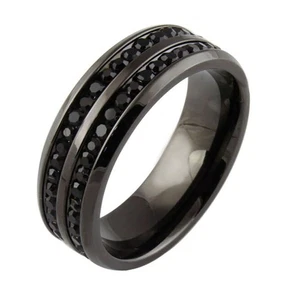 8 mm Doppel Schwarz Kristall Reihen Bandring - Bild 1 von 1