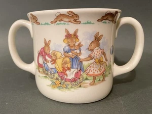Royal Doulton Bunnykins Two-Handled Mug Bunny Carriages English Bone China - Picture 1 of 9