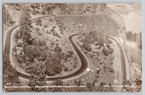 Rowena Loops Columbia River Highway Oregon Curved Road Scene RPPC Postcard - Picture 1 of 2