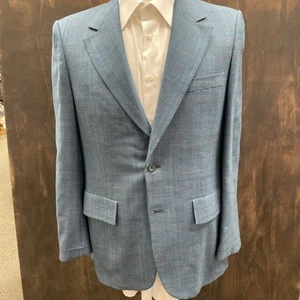 Bespoke Hickey Freeman men's custom Deconstructed Sport Coat Blue Check 40R - Picture 1 of 9