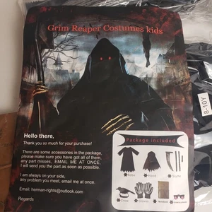 Halloween Costumes for Boys Grim Reaper Costume Kids Set Scary 8-10 Youth New - Picture 1 of 5