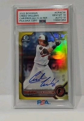 2022 Bowman #CPACW Creed Willems Chrome Pros Auto /75 Psa 10 - Image 1 of 2
