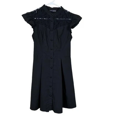 NWOT Scarlet Darkness Gothic Lace-Up Button Down Dress S Wednesday core  Witchy - Image 1 of 4