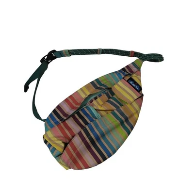 Kavu Rope Sling Bag Striped Crossbody Shoulder Backpack Travel Hike Multi - Image 1 of 4
